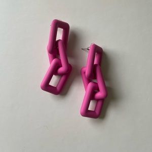 Pink Oversized Chain Earrings